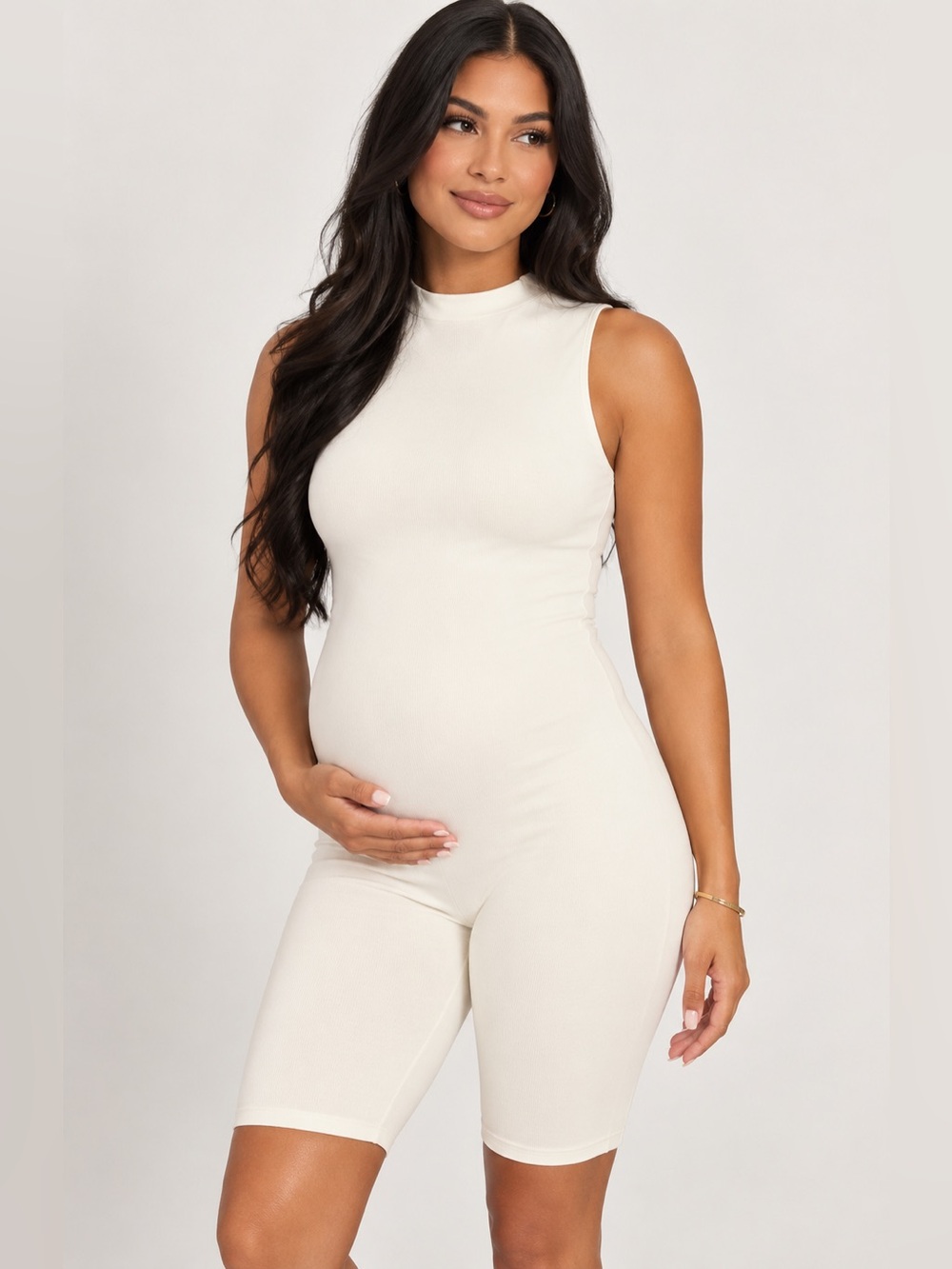 NAKED WARDROBE Sleeveless Maternity Short Romper